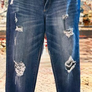 Denim&Co Dark Blue Jeans with Yellow Stitching